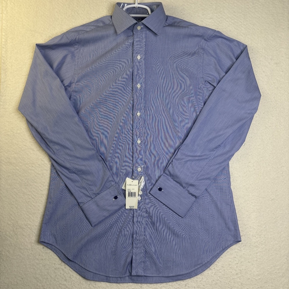 Vtg NWT Polo Ralph Lauren Shirt Mens L 16-35 Blue Stripe Long Sleeve Regent NWT